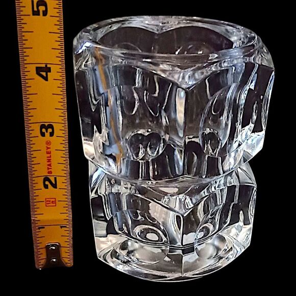 Bohemia Crystal Candle Holder Vase Icy Winter Holiday Party Cube Witchy Glass - Picture 2 of 16